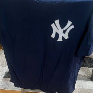 Navy Blue T-Shirt Yankee with White Logo #99